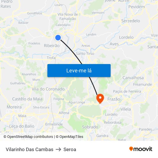 Vilarinho Das Cambas to Seroa map