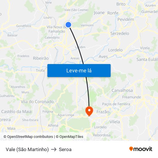 Vale (São Martinho) to Seroa map