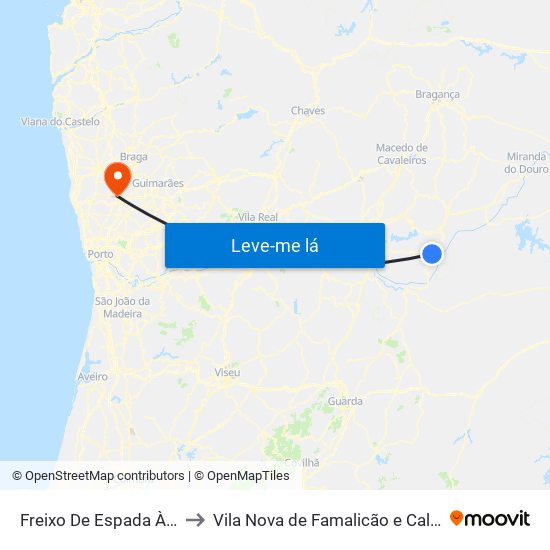 Freixo De Espada À Cinta to Vila Nova de Famalicão e Calendário map