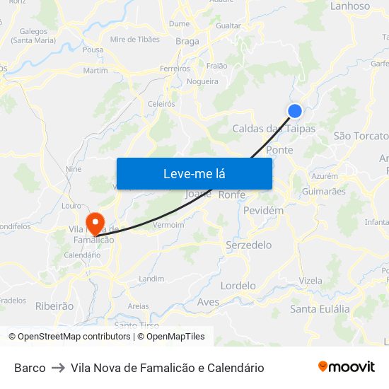 Barco to Vila Nova de Famalicão e Calendário map