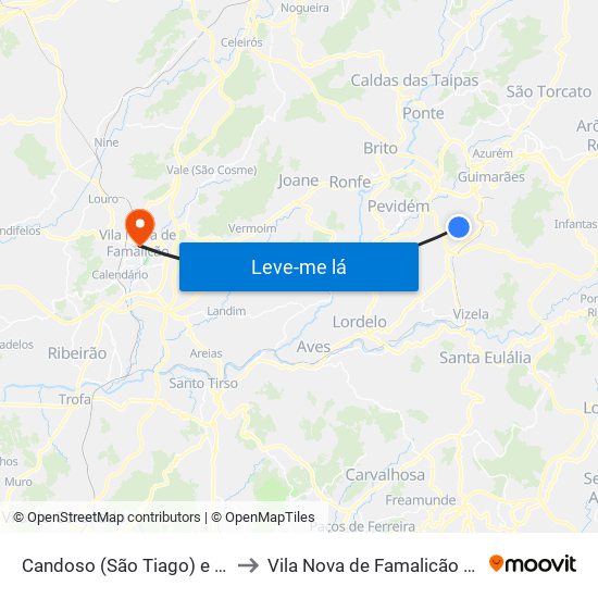 Candoso (São Tiago) e Mascotelos to Vila Nova de Famalicão e Calendário map