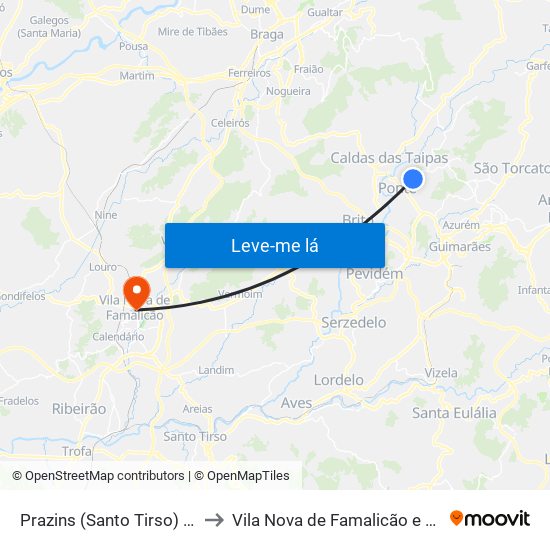 Prazins (Santo Tirso) e Corvite to Vila Nova de Famalicão e Calendário map