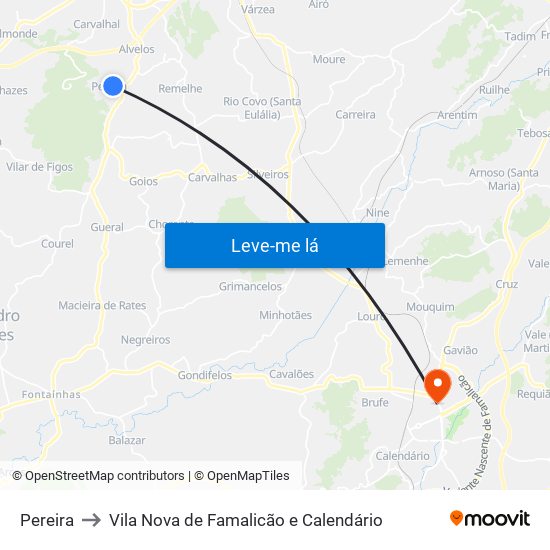Pereira to Vila Nova de Famalicão e Calendário map