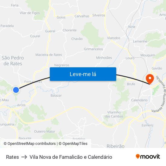 Rates to Vila Nova de Famalicão e Calendário map