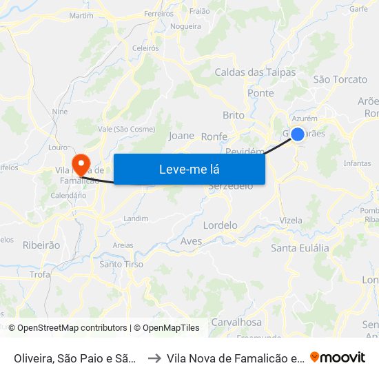 Oliveira, São Paio e São Sebastião to Vila Nova de Famalicão e Calendário map