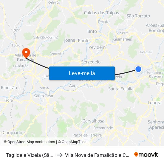 Tagilde e Vizela (São Paio) to Vila Nova de Famalicão e Calendário map