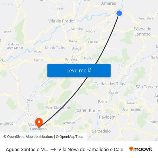 Águas Santas e Moure to Vila Nova de Famalicão e Calendário map