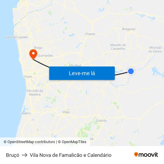 Bruçó to Vila Nova de Famalicão e Calendário map