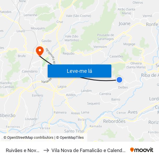 Ruivães e Novais to Vila Nova de Famalicão e Calendário map