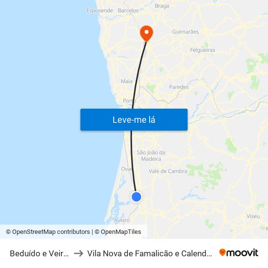 Beduído e Veiros to Vila Nova de Famalicão e Calendário map