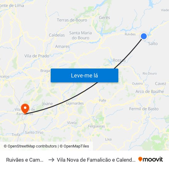 Ruivães e Campos to Vila Nova de Famalicão e Calendário map