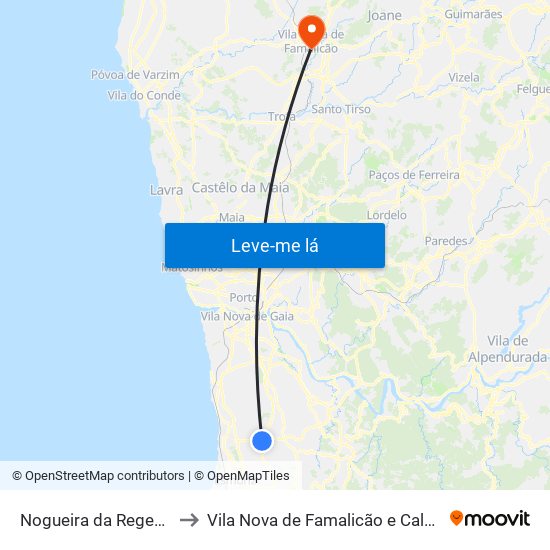 Nogueira da Regedoura to Vila Nova de Famalicão e Calendário map