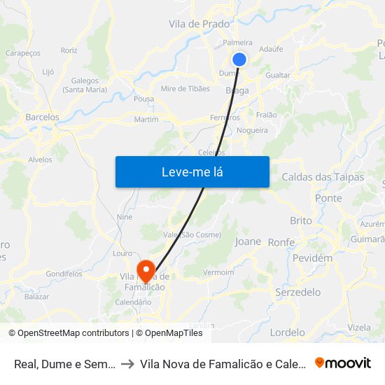 Real, Dume e Semelhe to Vila Nova de Famalicão e Calendário map