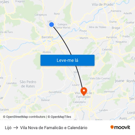 Lijó to Vila Nova de Famalicão e Calendário map