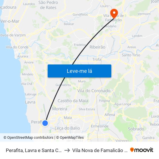 Perafita, Lavra e Santa Cruz do Bispo to Vila Nova de Famalicão e Calendário map