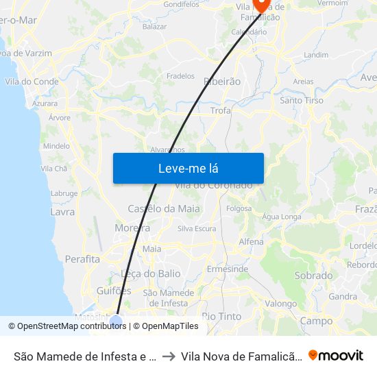 São Mamede de Infesta e Senhora da Hora to Vila Nova de Famalicão e Calendário map