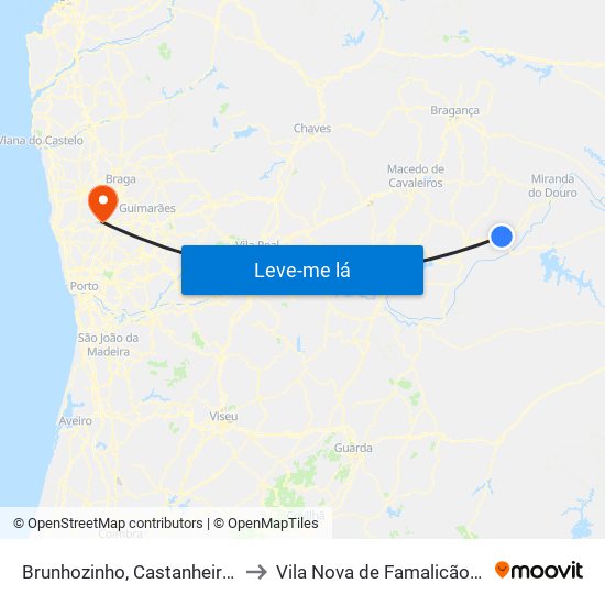 Brunhozinho, Castanheira e Sanhoane to Vila Nova de Famalicão e Calendário map