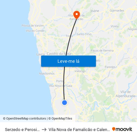 Serzedo e Perosinho to Vila Nova de Famalicão e Calendário map