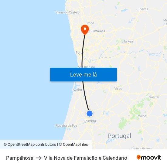 Pampilhosa to Vila Nova de Famalicão e Calendário map