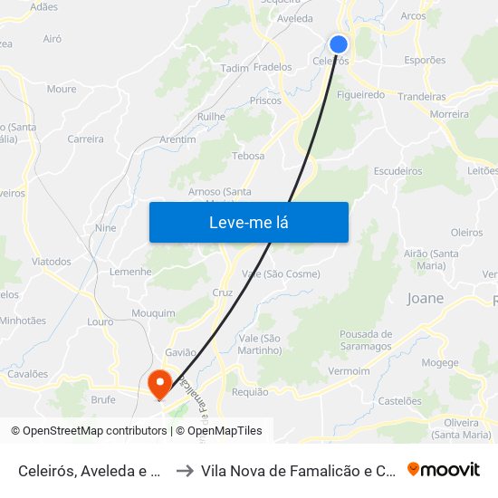 Celeirós, Aveleda e Vimieiro to Vila Nova de Famalicão e Calendário map