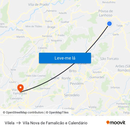 Vilela to Vila Nova de Famalicão e Calendário map