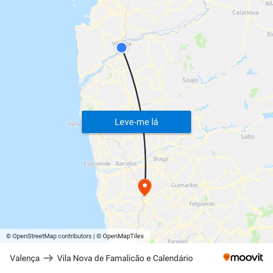 Valença to Vila Nova de Famalicão e Calendário map