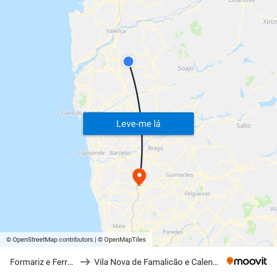 Formariz e Ferreira to Vila Nova de Famalicão e Calendário map