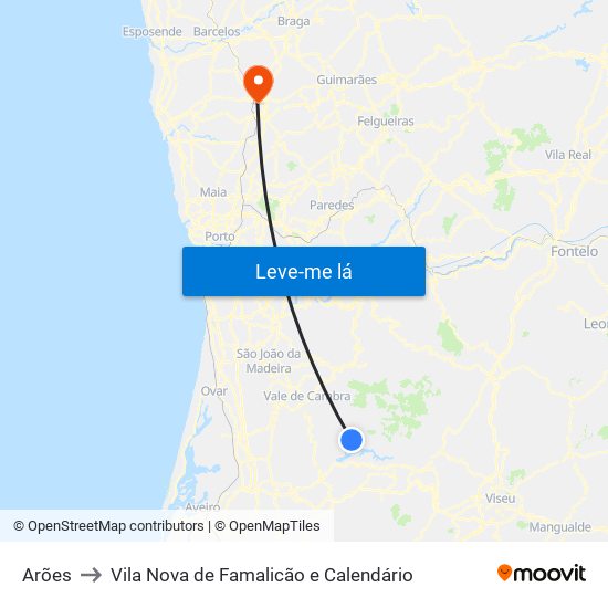 Arões to Vila Nova de Famalicão e Calendário map