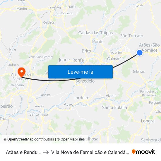 Atães e Rendufe to Vila Nova de Famalicão e Calendário map