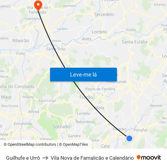 Guilhufe e Urrô to Vila Nova de Famalicão e Calendário map