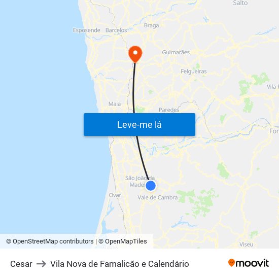 Cesar to Vila Nova de Famalicão e Calendário map