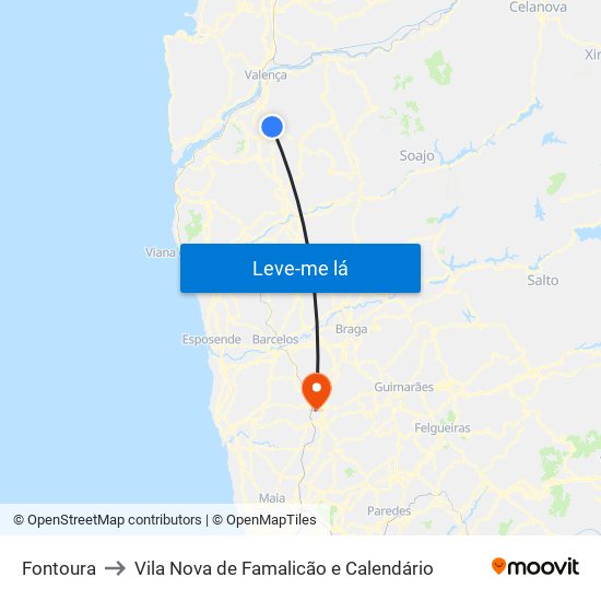 Fontoura to Vila Nova de Famalicão e Calendário map