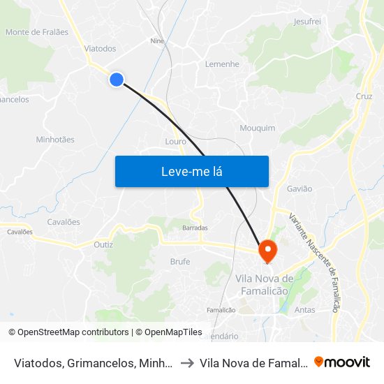 Viatodos, Grimancelos, Minhotães e Monte de Fralães to Vila Nova de Famalicão e Calendário map