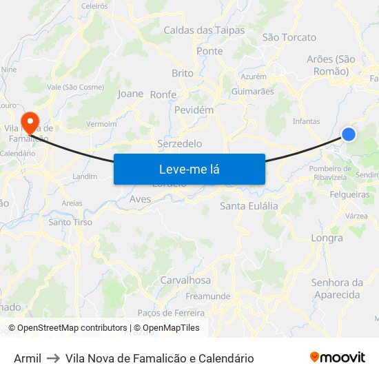 Armil to Vila Nova de Famalicão e Calendário map