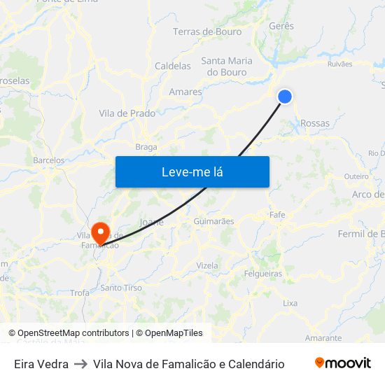 Eira Vedra to Vila Nova de Famalicão e Calendário map
