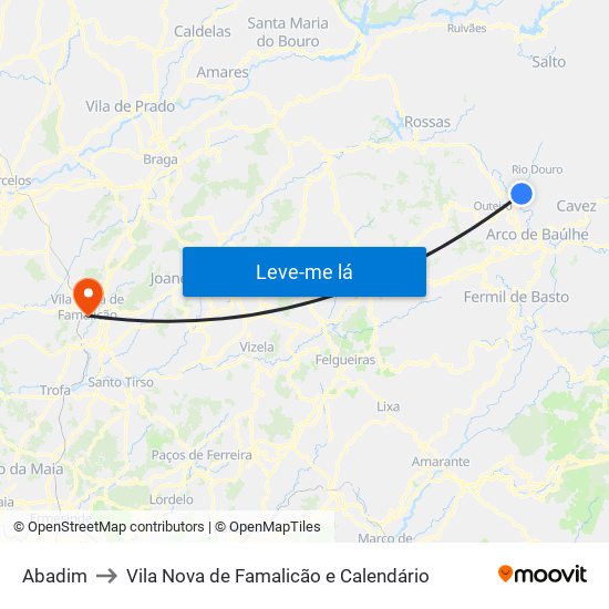 Abadim to Vila Nova de Famalicão e Calendário map