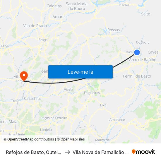 Refojos de Basto, Outeiro e Painzela to Vila Nova de Famalicão e Calendário map