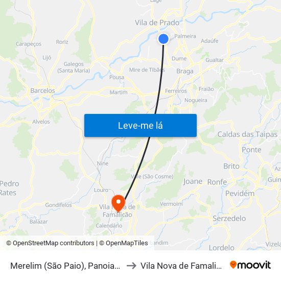 Merelim (São Paio), Panoias e Parada de Tibães to Vila Nova de Famalicão e Calendário map