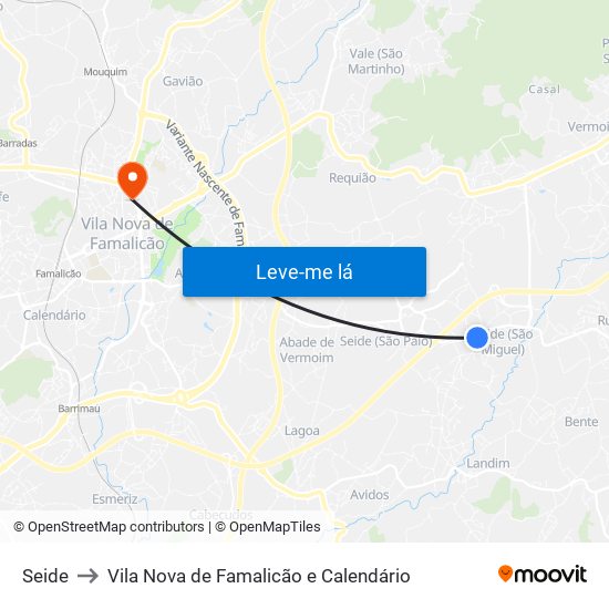 Seide to Vila Nova de Famalicão e Calendário map