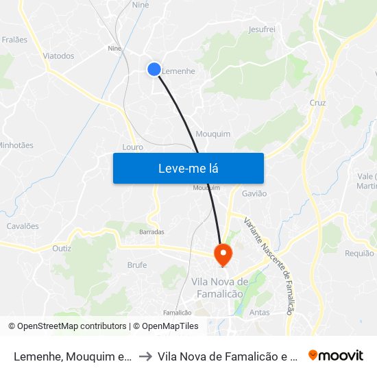 Lemenhe, Mouquim e Jesufrei to Vila Nova de Famalicão e Calendário map