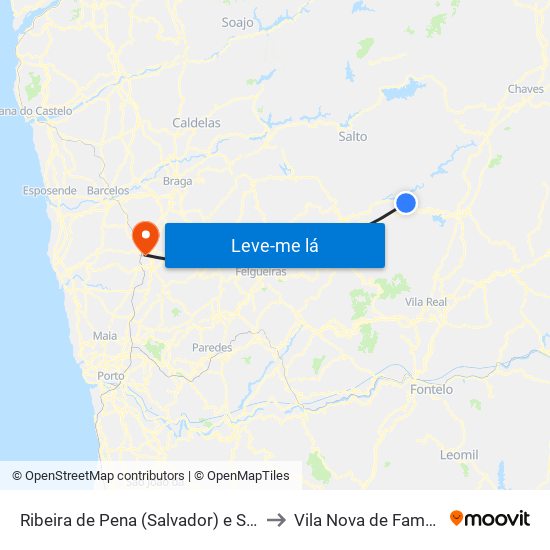 Ribeira de Pena (Salvador) e Santo Aleixo de Além-Tâmega to Vila Nova de Famalicão e Calendário map