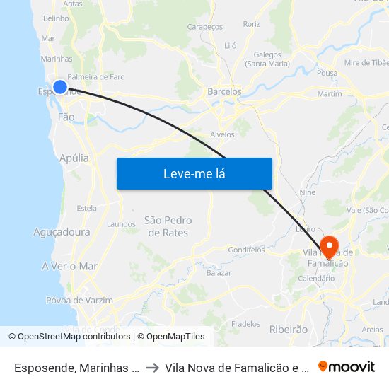 Esposende, Marinhas e Gandra to Vila Nova de Famalicão e Calendário map