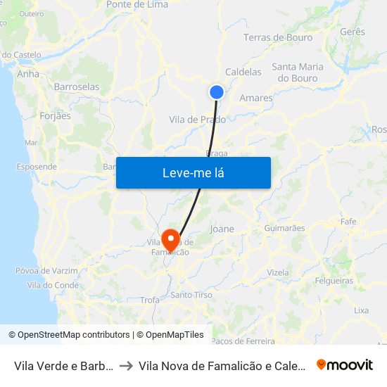 Vila Verde e Barbudo to Vila Nova de Famalicão e Calendário map