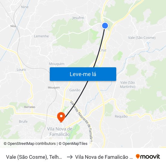 Vale (São Cosme), Telhado e Portela to Vila Nova de Famalicão e Calendário map