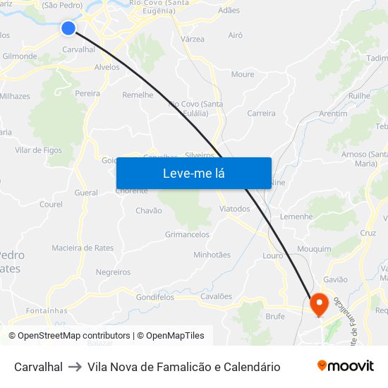 Carvalhal to Vila Nova de Famalicão e Calendário map