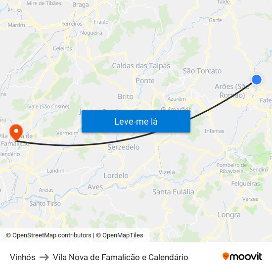 Vinhós to Vila Nova de Famalicão e Calendário map