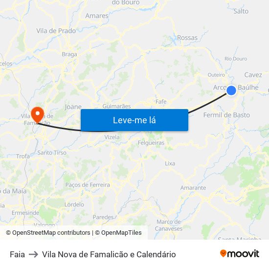 Faia to Vila Nova de Famalicão e Calendário map