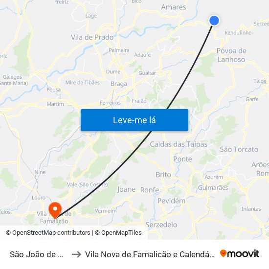 São João de Rei to Vila Nova de Famalicão e Calendário map