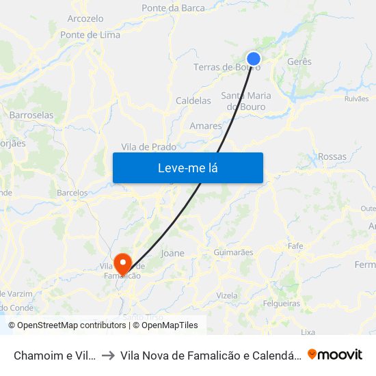 Chamoim e Vilar to Vila Nova de Famalicão e Calendário map