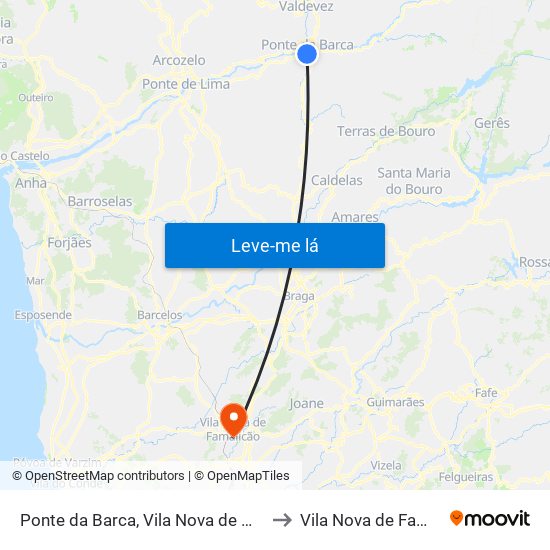 Ponte da Barca, Vila Nova de Muía e Paço Vedro de Magalhães to Vila Nova de Famalicão e Calendário map